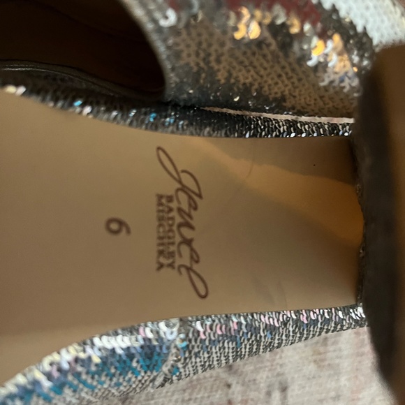 Badgley Mischka Silver Sequinned Block Heels - Picture 3 of 4